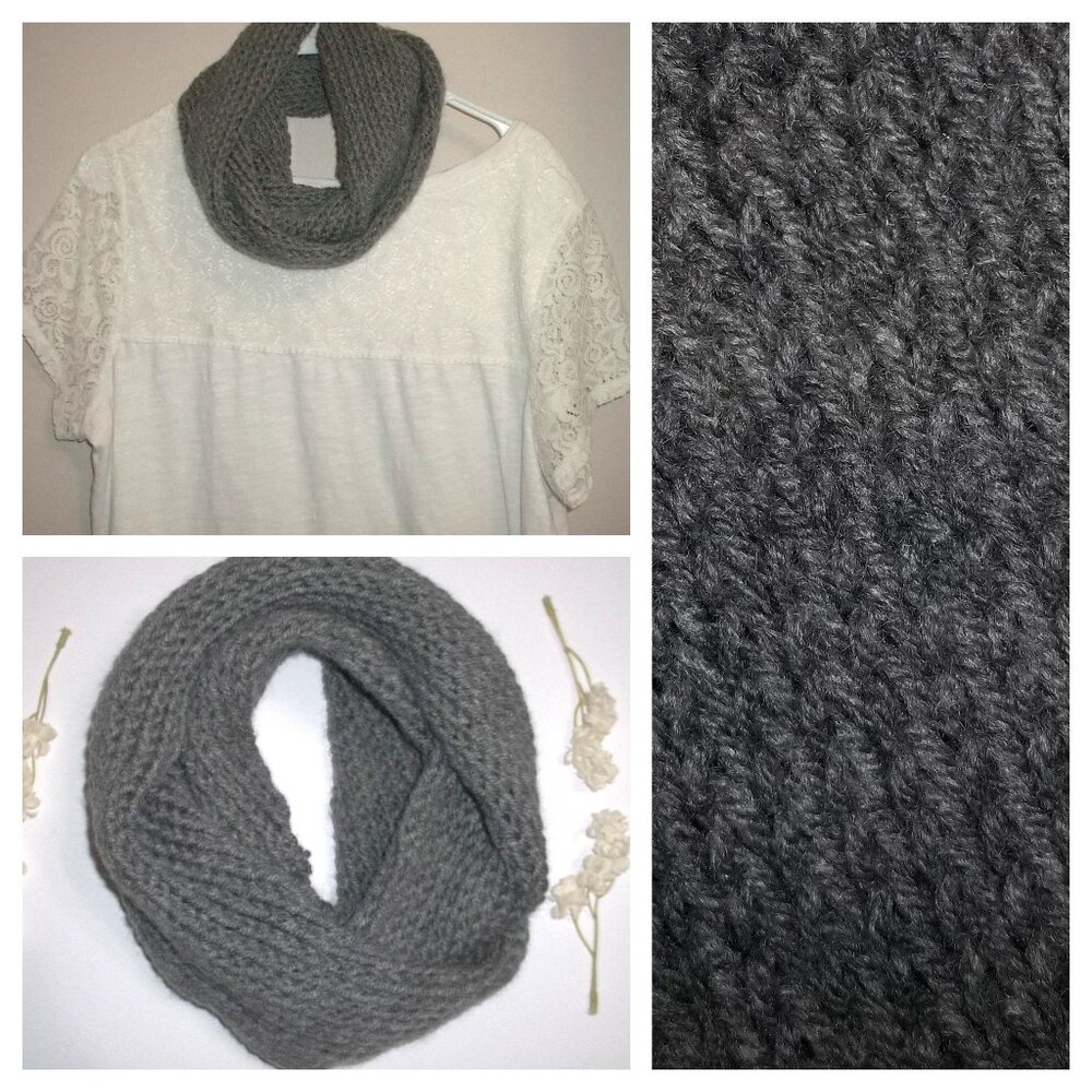 Dark Gray Scarf Grey Infinity Style Cowl Woman Girl Fashion Accessory Boho S81